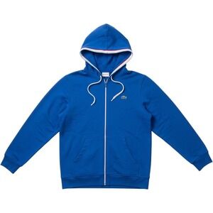 Lacoste L!VE Mens Blue Full Zip Hoodie Striped Trim Size 6 L /XL Comfortable